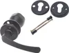 A set of door hardware, including a lever handle, knob, and escutcheons, laid out on a white background. Podgląd zdjęcia produktu