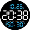 A digital clock face displaying the time, date, day of the week, temperature, and humidity. Produktbild-Vorschau