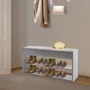 Ławka na buty z siedziskiem szara 80*28*43cm 2 półki Ławka Podgląd zdjęcia produktu 3