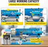 A close-up marketing image of a mini metal lathe, with callouts highlighting its features and specifications. Produktbild-Vorschau