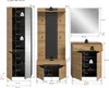 A diagram showing the dimensions of a furniture set, likely a wardrobe or entryway unit, with various components and measurements indicated. Produktbild-Vorschau