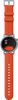 A smartwatch with an orange strap and a black screen displaying the time. Voir les images du produit