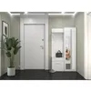 A modern entryway with a white door and a white wardrobe unit with a mirror. Produktbild-Vorschau