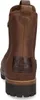 The back view of a brown leather boot with a logo patch on the heel. Produktbild-Vorschau