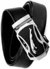 A black leather belt with a silver and black buckle featuring a jaguar emblem. Anteprima dell’immagine prodotto