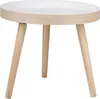 A small, round side table with a white top and light wood legs, presented against a white background. Produktbild-Vorschau