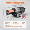 Product specifications for a VEVOR electric winch. Náhled obrázku produktu