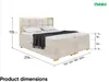 A product image of a bed with dimensions indicated by lines and text. Produktbild-Vorschau
