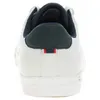 The back view of a white sneaker with navy blue accents. Podgląd zdjęcia produktu