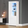 A modern white display cabinet with blue LED lighting. Produktbild-Vorschau
