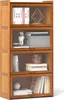 COSTWAY 4-stöckiges Bücherregal mit Türen, 140 cm hohes Produktbild-Vorschau 1