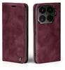A burgundy flip case for a smartphone is shown from two angles. Produktbild-Vorschau