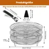 Heißluftfritteuse Rack aus Edelstahl, 20 cm runder Korb, Produktbild-Vorschau 7