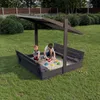 QLS Holz-Sandkasten 120 cm mit Sitzbank und grauem Dach Produktbild-Vorschau 6
