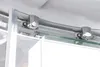 A close-up view of the sliding mechanism and rollers of a shower cabin. Produktbild-Vorschau