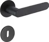 A black door handle and escutcheon plate are shown against a white background. Produktbild-Vorschau
