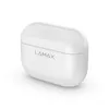 A white charging case for wireless earbuds, with the brand name 'LAMAX' visible on the front. Produktbild-Vorschau
