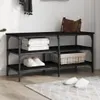 vidaXL Lavica na topánky čierna 100x38,5x49cm Materiál na Náhľad obrázku produktu 2