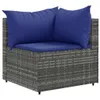 5-tlg. Garten-Lounge-Set mit Kissen Grau Poly Rattan Produktbild-Vorschau 5