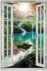 Wallario Wandbild mit Fenster-Illusion: Türkisgrüner See im Produktbild-Vorschau 1