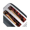 Close-up view of the inside of a toaster with two slices of bread toasting. Voir les images du produit