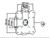 A technical drawing of a monitor mount with dimensions and rotation indicator. Anteprima dell’immagine prodotto