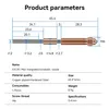 A diagram showing the dimensions and specifications of a 3D printer nozzle. Produktbild-Vorschau