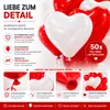 50x Herzballons Luftballons Ballons Luft, Helium - rot-weiß Produktbild-Vorschau 3