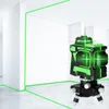 A 3D laser level device is shown projecting green laser lines onto the walls and floor of a room. Náhled obrázku produktu