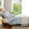 Bettwäsche Set 220x240 cm Baumwolle Blau Weiß Gestreift 1 Produktbild-Vorschau 3