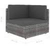 vidaXL Modułowa sofa narożna z rattanu w kolorze szarym Podgląd zdjęcia produktu 5