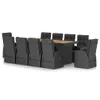 vidaXL 11-tlg. Garten-Essgruppe mit Kissen Poly Rattan Produktbild-Vorschau 1