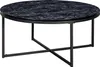 A round coffee table with a black marble-look top and a black metal frame. Produktbild-Vorschau