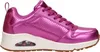 A side view of a single pink Skechers sneaker against a white background. Voir les images du produit