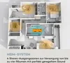 A floor plan of an apartment showing a home audio system with speakers and a central unit in different rooms. Produktbild-Vorschau