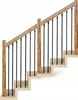 A section of a staircase with a wooden handrail and black metal balusters. Náhľad obrázku produktu