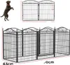A dog jumping next to a diagram of a dog fence, and a full view of the dog fence. Náhled obrázku produktu
