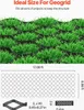 A close-up view of a geogrid system filled with lush green grass, with a diagram showing its dimensions below. Produktbild-Vorschau