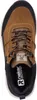 A top-down view of a brown and navy sneaker. Voir les images du produit