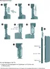 Diagrams showing the steps for assembling a door opener mechanism. Produktbild-Vorschau