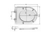 Technical drawing with dimensions of a toilet seat. Podgląd zdjęcia produktu