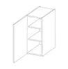 A line drawing of a white kitchen cabinet with its door open, revealing three shelves. Anteprima dell’immagine prodotto