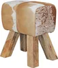 WOHNLING Design Turnbock Sitzhocker Ziegenfell Braun / Weiß Produktbild-Vorschau 1