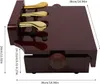 A close-up, angled view of a piano pedal extender bank, showing the three gold pedals and the dark brown wooden base. Dimensions are indicated by white text and lines. Náhled obrázku produktu