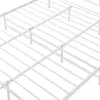 A close-up view of a white metal bed frame. Produktbild-Vorschau