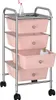 A pink rolling cart with drawers on a white background. Produktbild-Vorschau