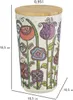 A decorative storage container with a floral design and a bamboo lid, shown with dimensions indicated. Produktbild-Vorschau