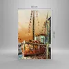 Bilder auf glas - Einteilig - Kutter Hafen Öl - 80x120cm - Produktbild-Vorschau 3