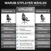 A comparison chart showing features of the GTPLAYER gaming chair against two competitors. Voir les images du produit