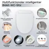 A collage of images showcasing the features of a smart bidet toilet seat. Produktbild-Vorschau
